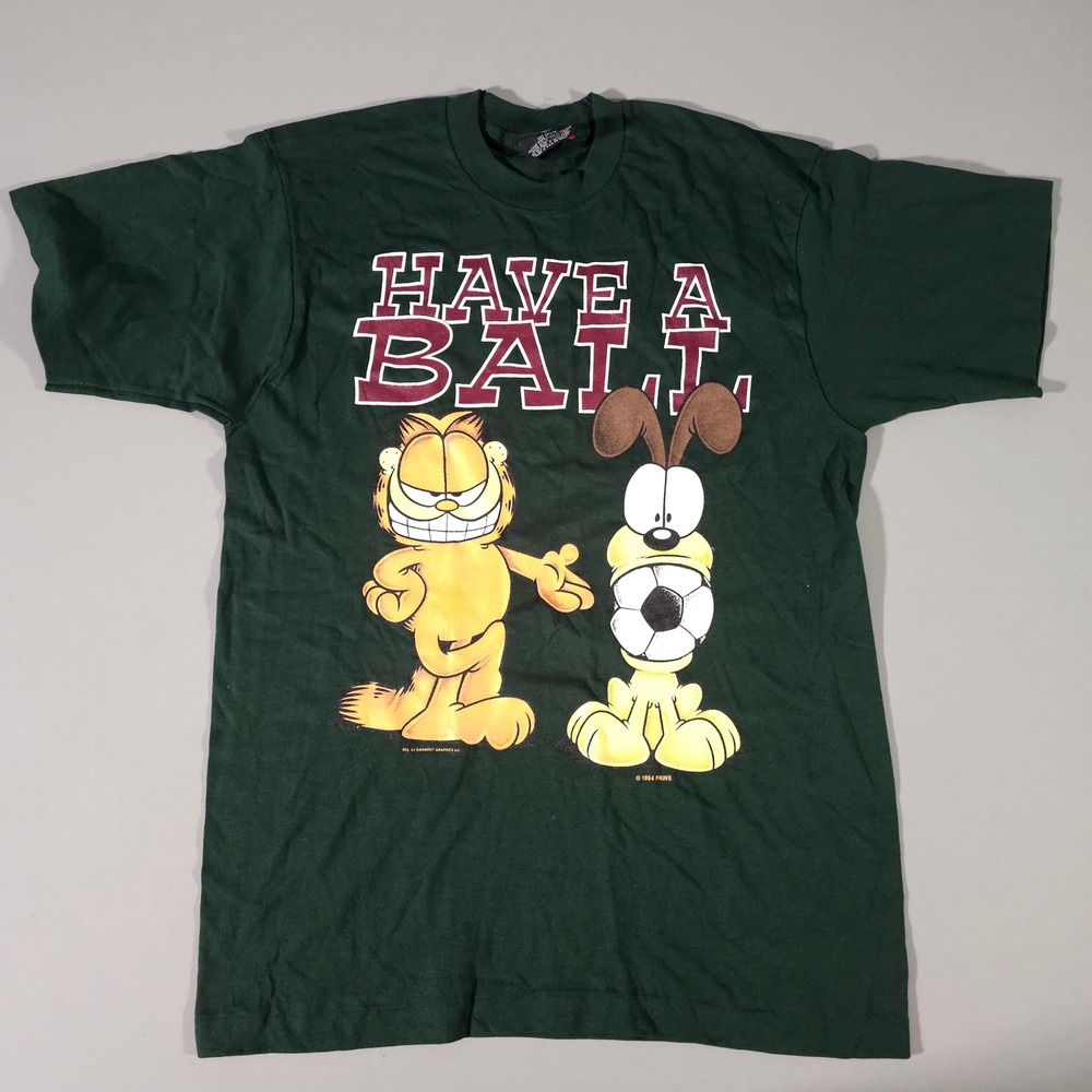 Garment Graphics T-Shirt Mens L Green 1994 Garfield Odie Have A Ball Vintage